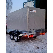 Автомобильный самосвальный оцинкованный прицеп Норд "PREMIUM" размер 3.0х1.5м. Борт 315мм ДВУХОСНЫЙ