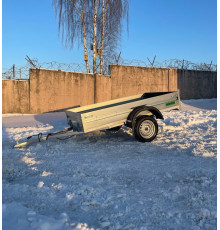Автомобильный самосвальный оцинкованный прицеп Новатор "PROFI" размер 2.2х1.3м. Борт 315мм