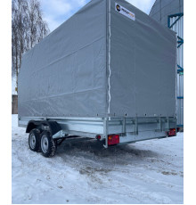 Автомобильный самосвальный оцинкованный прицеп Норд "PREMIUM" размер 4.0х1.8м. Борт 315мм ДВУХОСНЫЙ